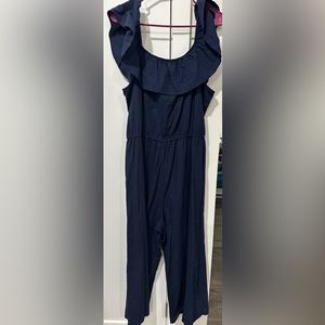 One piece Navy Jumpsuit with flared bottom